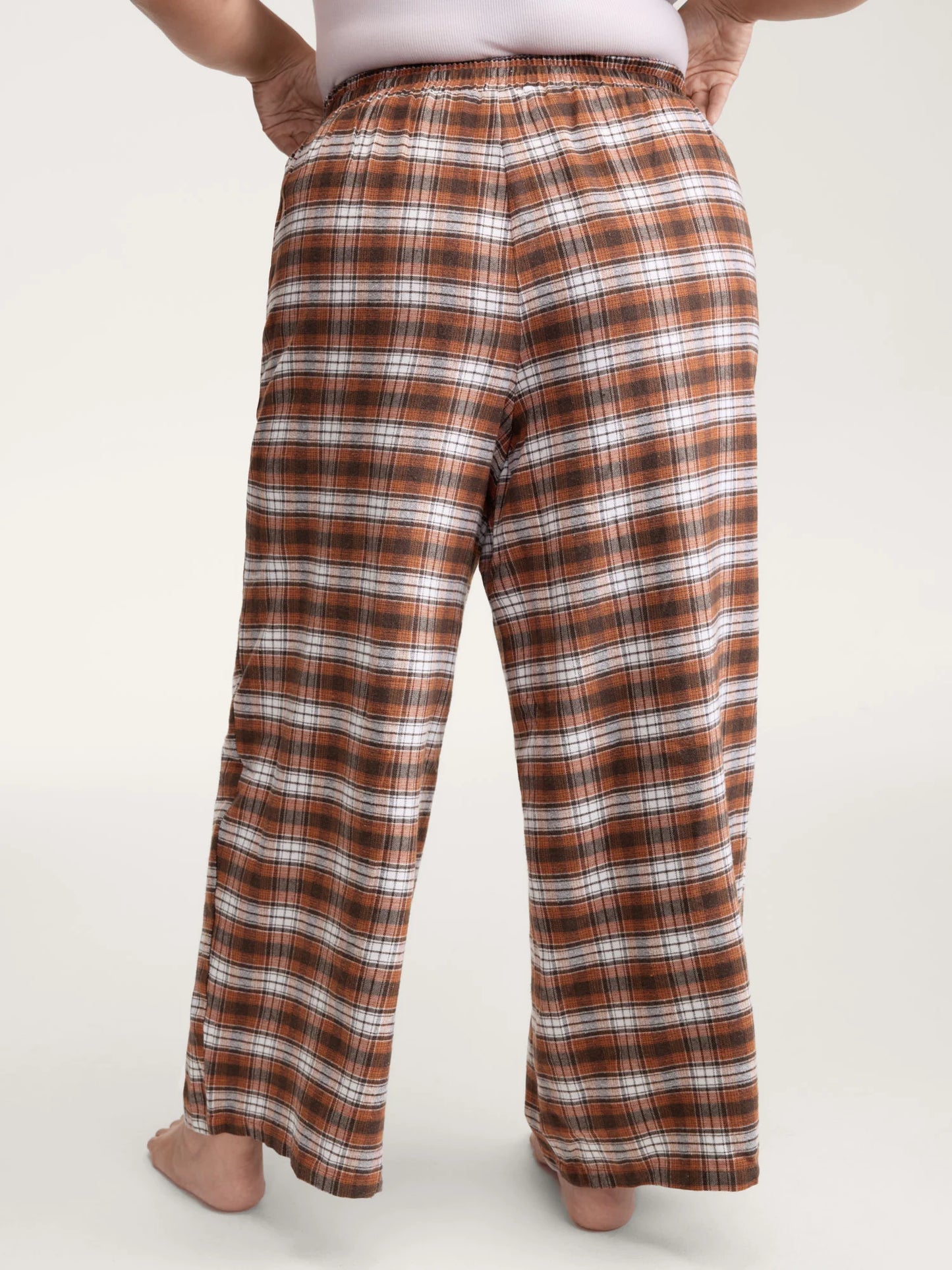 Checkered Print Drawstring Wide-Leg Lounge Pants