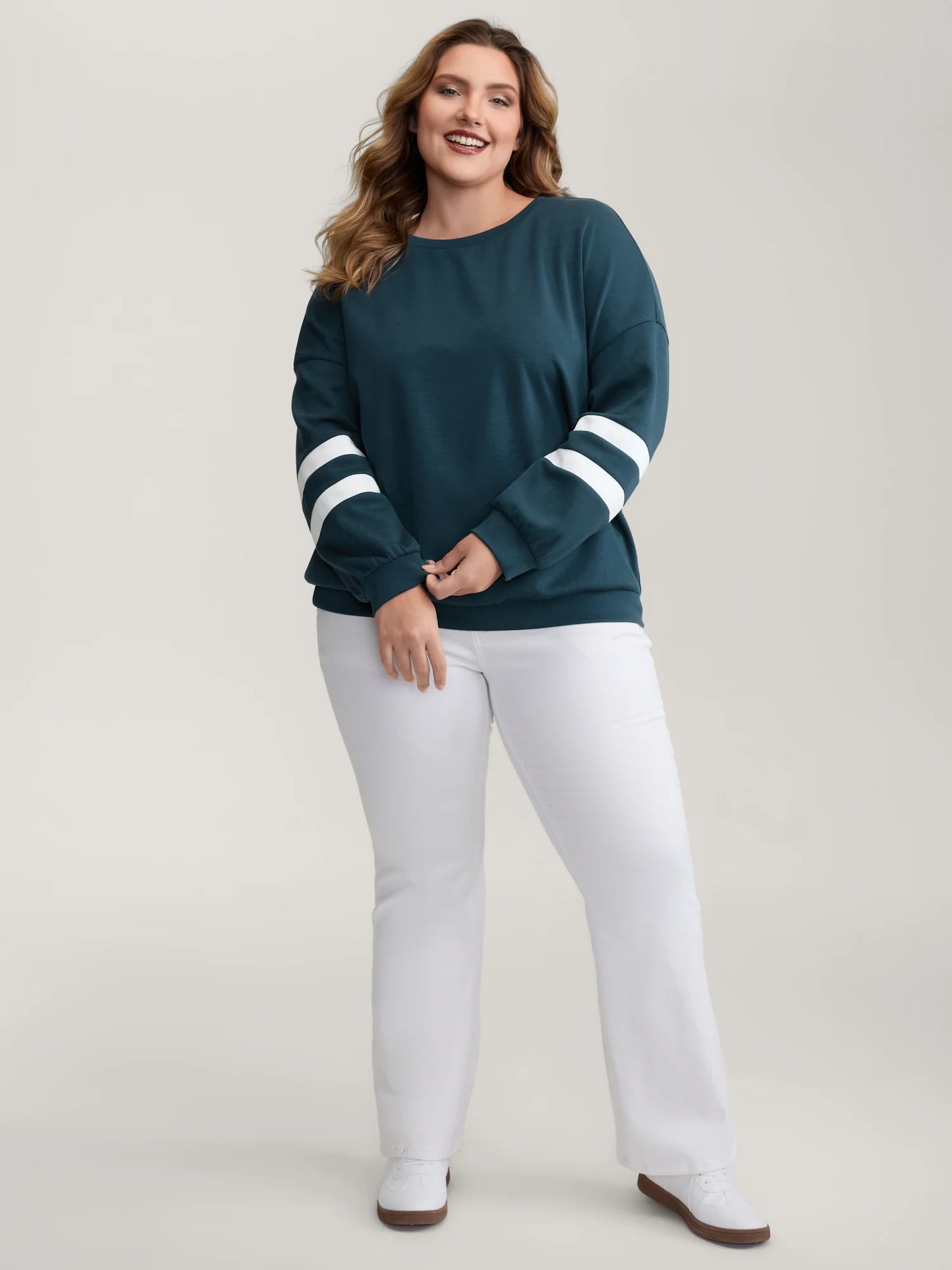 Supersoft Stripe Sleeve Contrast Sweatshirt