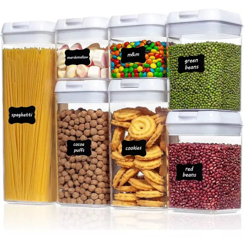 Airtight Food Storage Container Set - 7 Piece Set Clear Plastic Canisters
