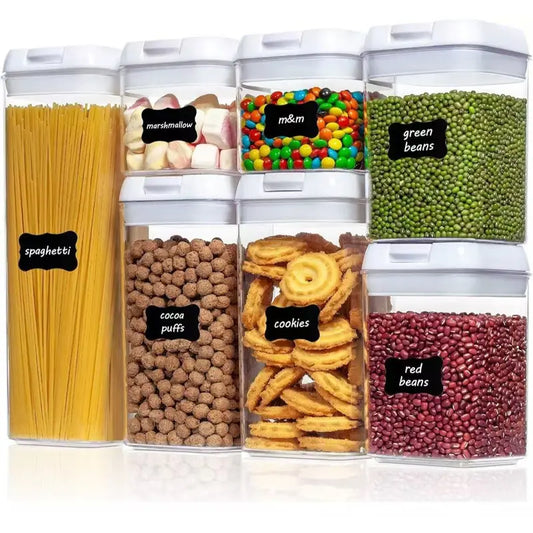Airtight Food Storage Container Set - 7 Piece Set Clear Plastic Canisters