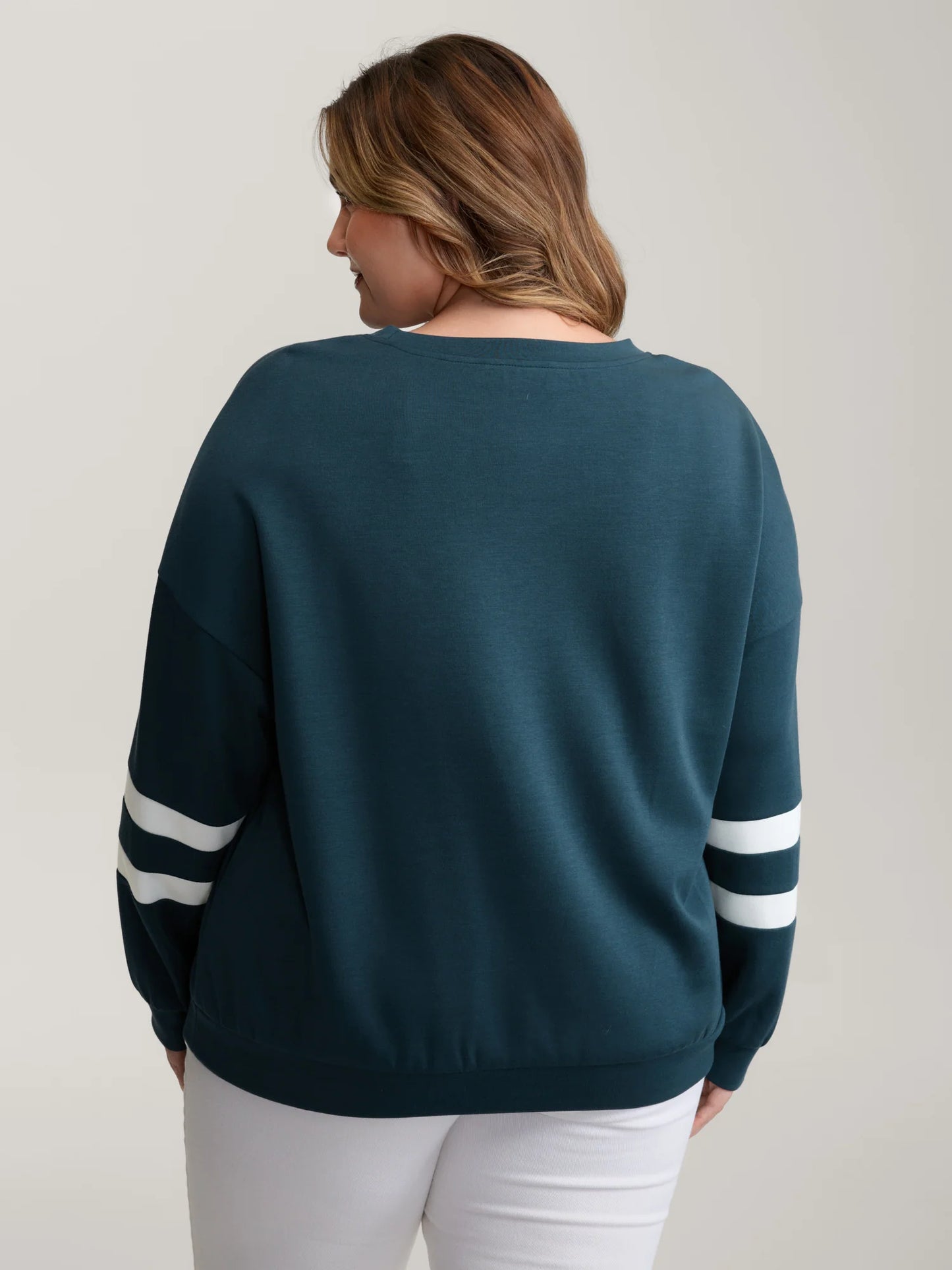 Supersoft Stripe Sleeve Contrast Sweatshirt