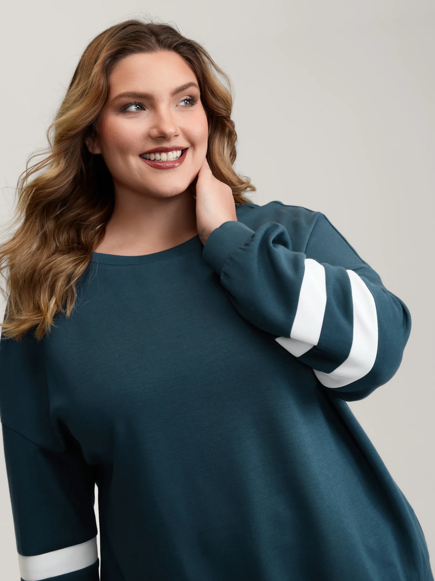 Supersoft Stripe Sleeve Contrast Sweatshirt