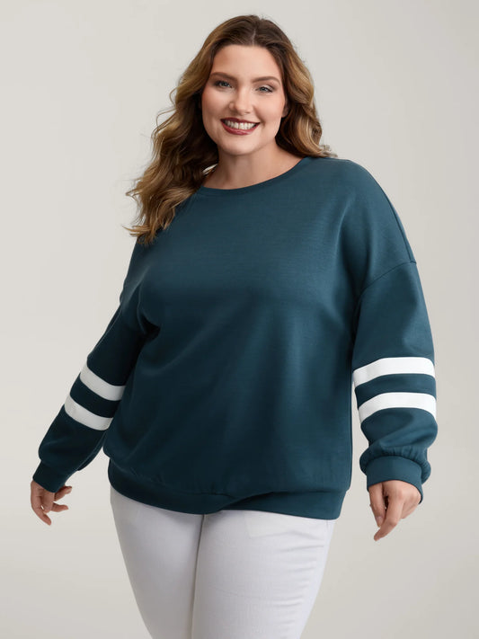 Supersoft Stripe Sleeve Contrast Sweatshirt