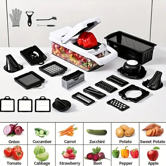 Vegetable Chopping Machine, 25-in-1 Professional Food Chopper, Multifunctional