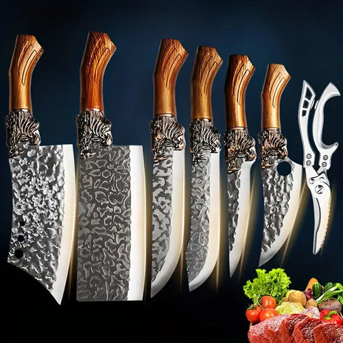 Stainless Steel Handmade 1/7pcs Kitchen Knife Set - Chef's Knife