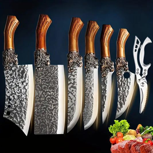 Stainless Steel Handmade 1/7pcs Kitchen Knife Set - Chef's Knife