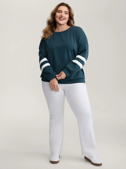 Supersoft Stripe Sleeve Contrast Sweatshirt